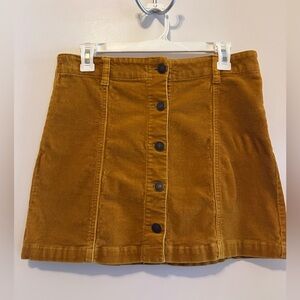 Forever 21 Corduroy Button-Up Skirt - Gold/Mustard